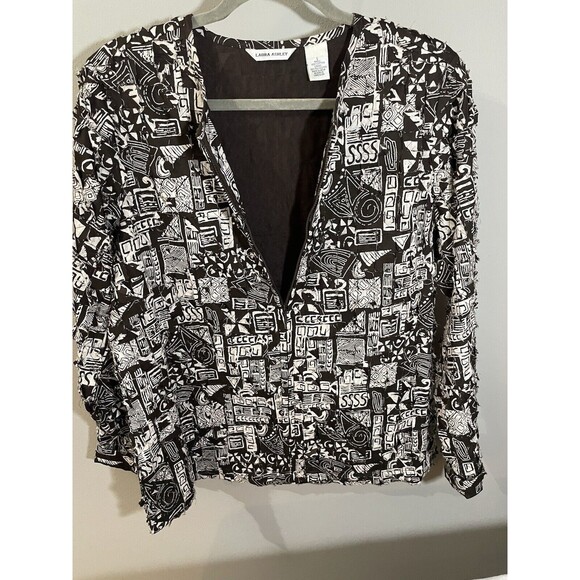 LAURA ASHLEY  W’s Cotton, Sz: Large. Shirt Top Blouse/Full Zip.  Textured - Picture 1 of 8